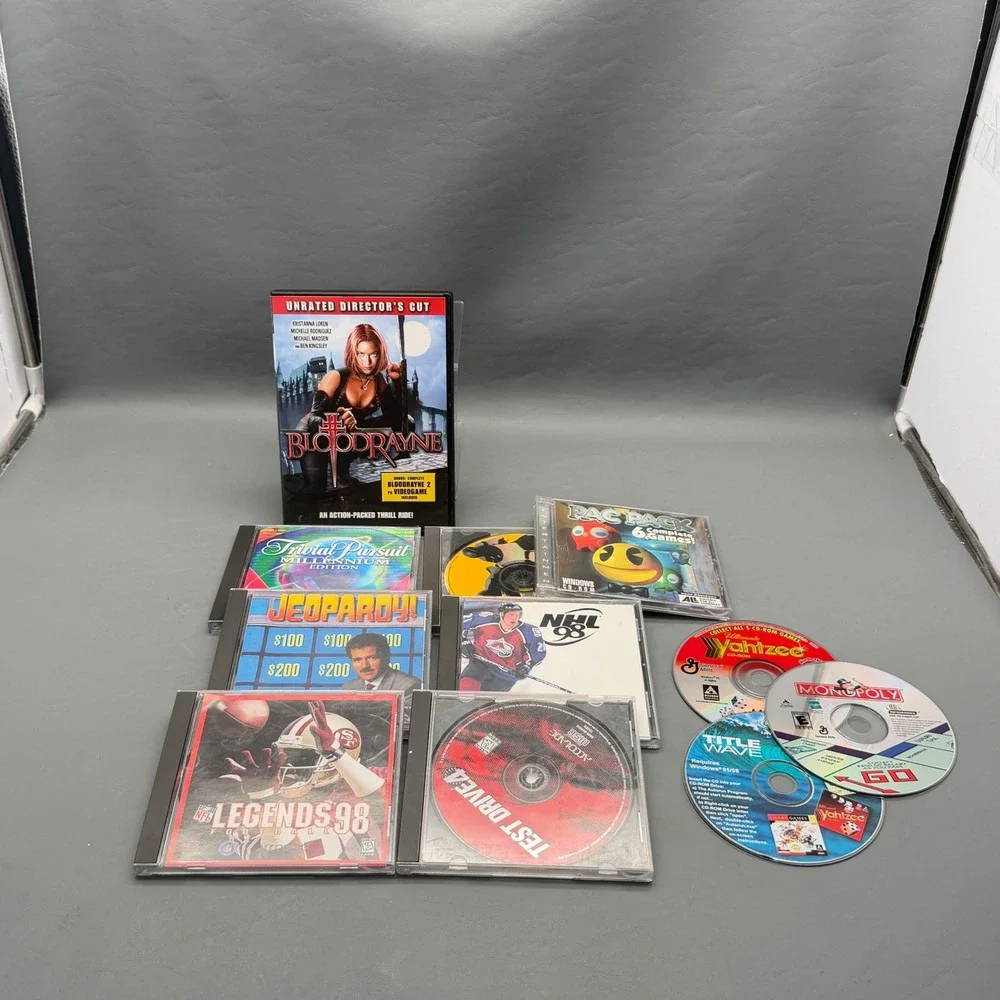 Vintage PC CD-ROM Game Lot Pac-Pack NHL 98 Test Drive Jeopardy Untested
